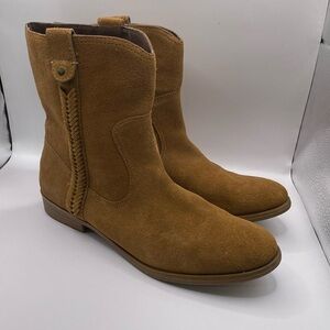 Bass Cindy Women's Boots Size 8 Suede Braided Western Short Pull On Boho Coastal